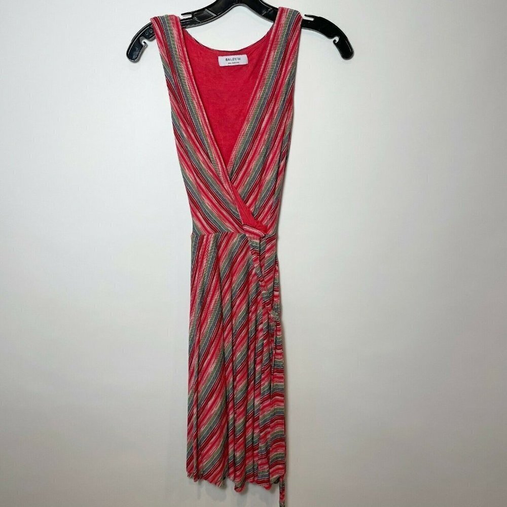 Bailey 44 Womens Emile Wrap Sleeveless Fit & Flare Dress‎ Red Size Small Striped